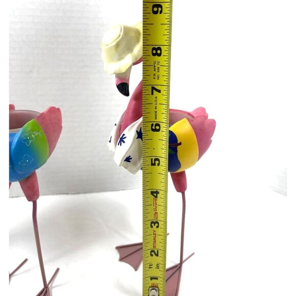 Tropical Pink Flamingo Family Flock Set 3 Tea Votive Candle Holders Beach Ocean - Picture 2 of 15